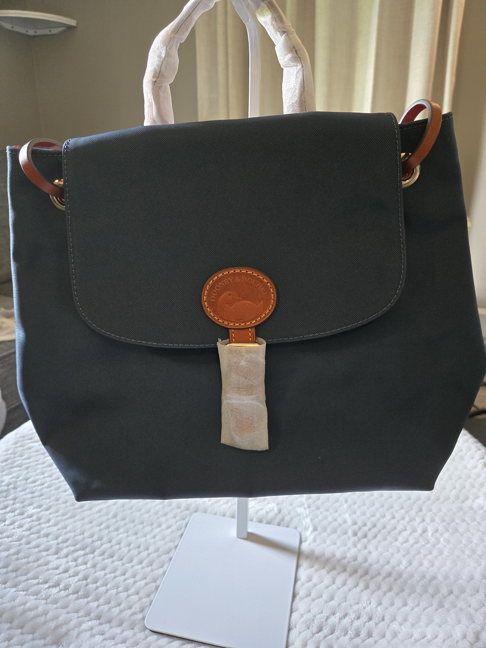 NWT Dooney & Bourke Navy Tote with Tan Leather Accents - Picture 6 of 6